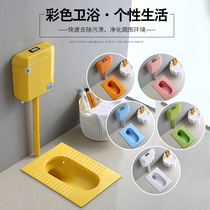 Color ceramic squatting pan flush water tank whole suit Home Deodorant Large Closet Pan Toilet Squat Pit Engineering