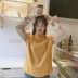 Phiên bản Hàn Quốc của gió đại học lỏng màu hoang dã kết hợp tay áo kèn áo khoác nữ hot trend 2020 Áo len