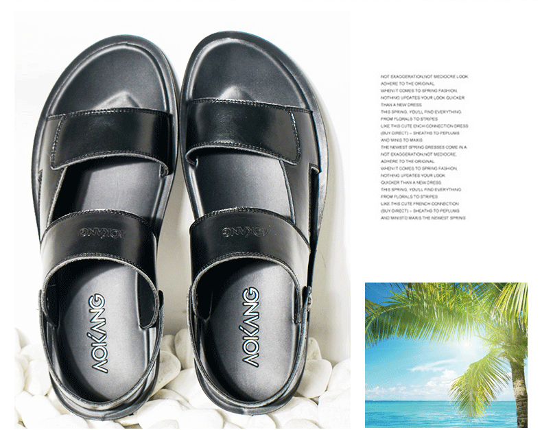 Aokang sandal giày nam mùa hè mới sandal nam phiên bản Hàn Quốc của giày da đi biển thông thường giày bitis nam