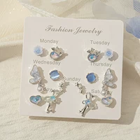 Blue earrings, 7 pair, silver 925 sample