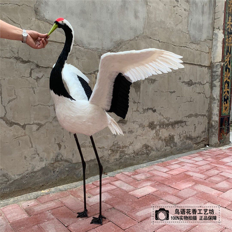 Simulation feather red-crowned crane movie shooting props garden rockery decoration indoor living room decoration crane model