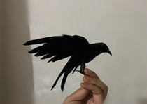 Emulated feather crow garden film and film shooting cosplay bird cage decorative props spread the black crow model