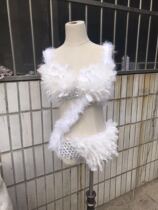 Vimi show feather bra underwear stage jazz suit ds performance lead dance costume sexy performance costume