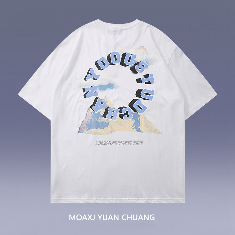 MOAXJ original tide brand 2021 summer new loose national tide T-shirt printing short-sleeved T-shirt men and women couple tops