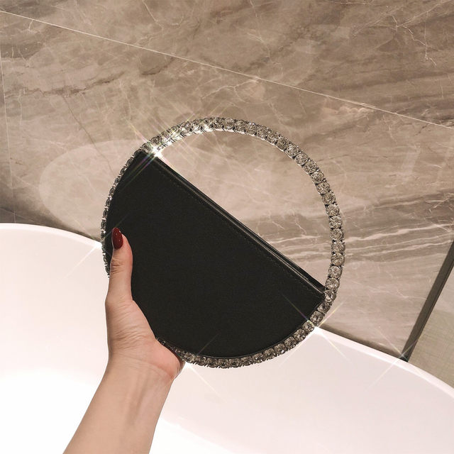 Xiaohongshu net red with the same rhinestone bag 2021 new round handbag evening bag ins blogger diamond handbag