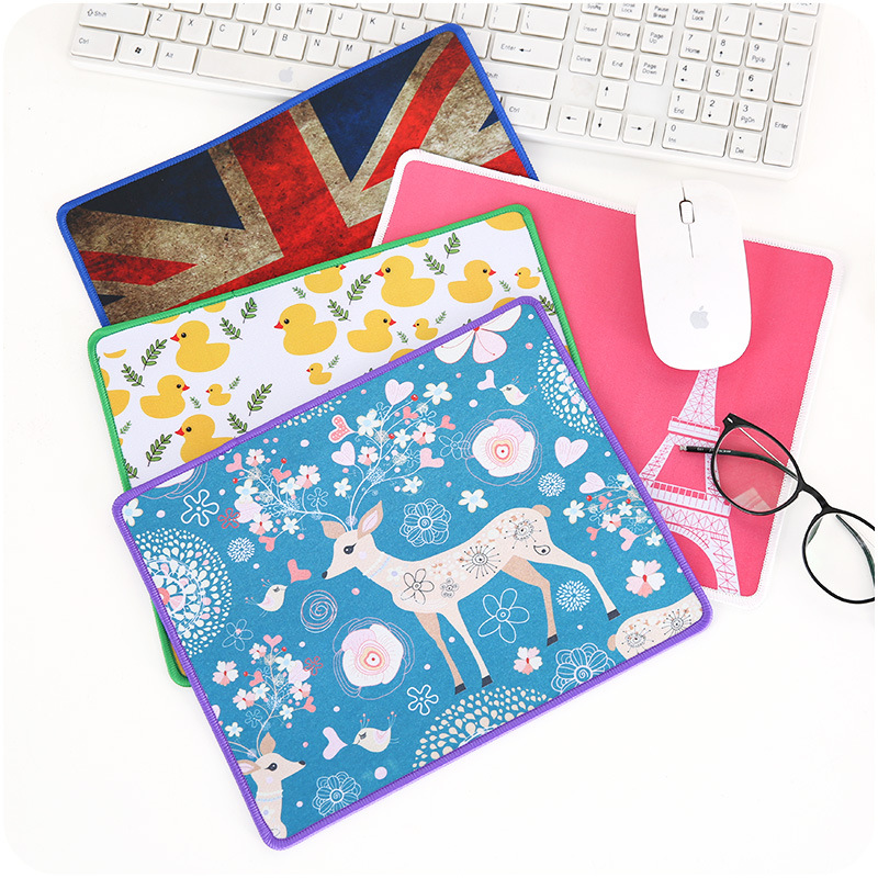 Mouse pad small household creative cute girl anti-slip office notebook desktop Korean personality button leather pad