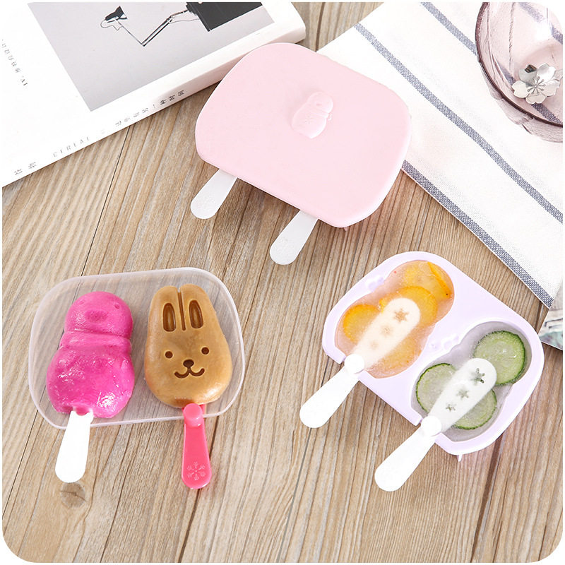 Homemade Frozen Ice Stick Mold With Stick With Lid Home Cartoon Animal Ice-making Box Summer Produce Ice Cream Bar Ice Molds