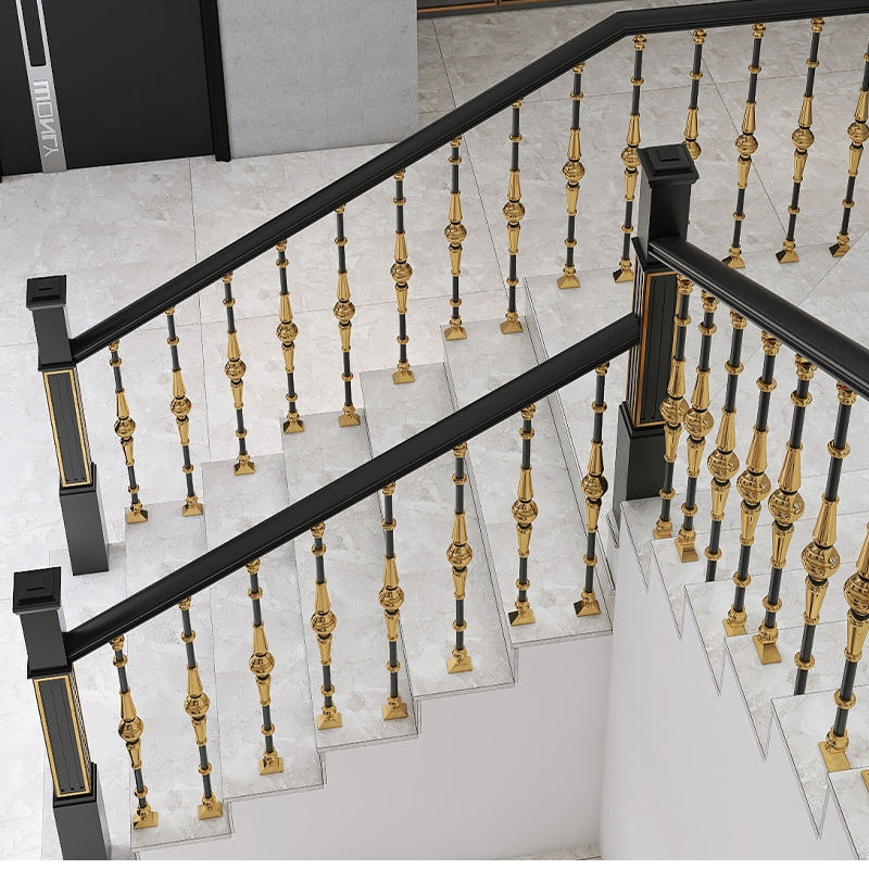 French light luxury stair column handrail guardrail railing simple bay window attic imitation 24k gold anti-oxidation corrosion