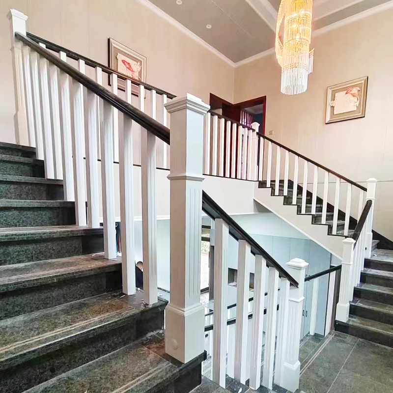 Wooden stairs armrest solid wooden square column railing bar household minimalist modern villa Chinese style