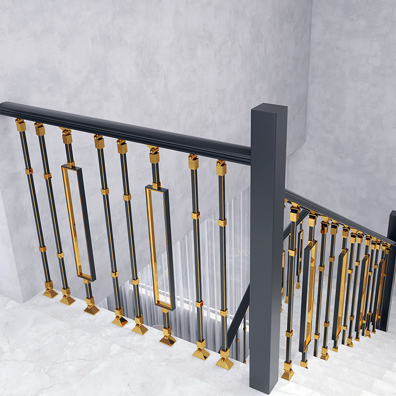 Imitation 24k gold light luxury stair handrail rail rail window railings metal modern style indoor simple home