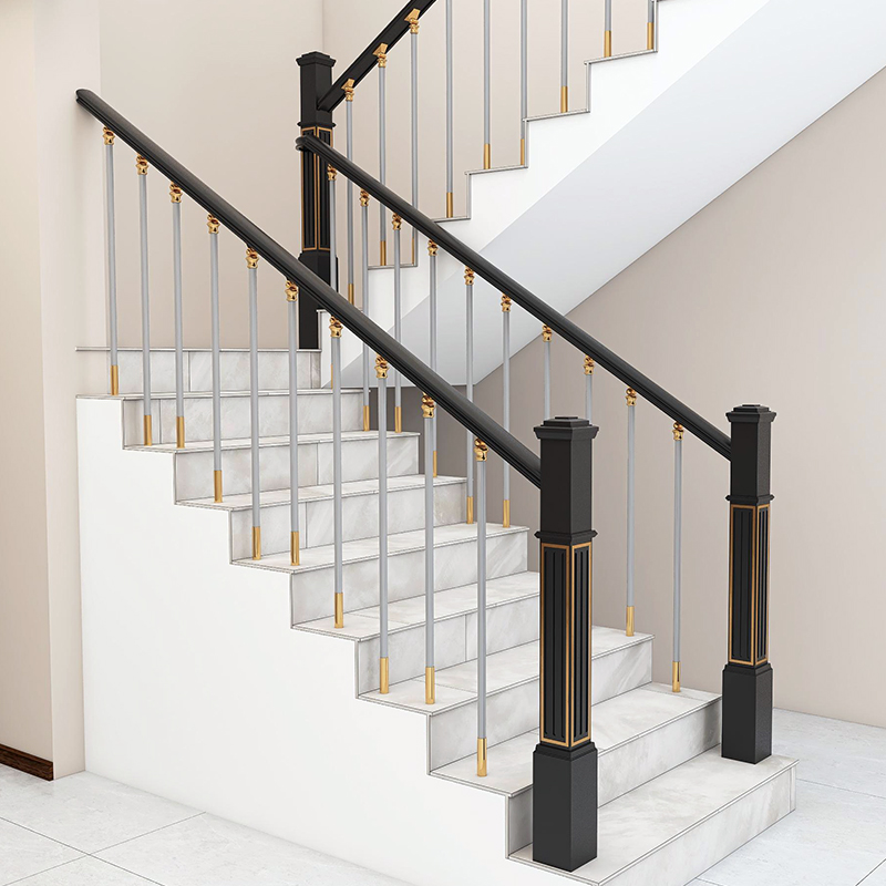 Household modern minimal stairs light luxury cloudy aluminum magnesium alloy column armrest window guardrail duplex building