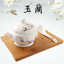 Ceramic stew Cup with lid water stew Cup inner bowl New Chinese Hotel small soup cup steamed Bowl Birds Nest steamed egg cup dessert jar