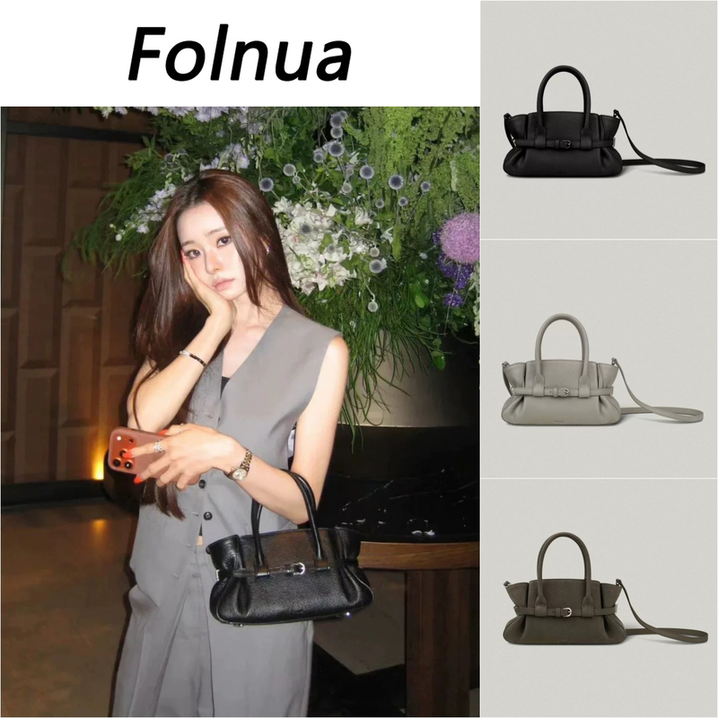 In Stock】Authentic Korean Folnua Vintage-Style Handbag, Same Model as Sun Yi, Shoulder Crossbody Bag, Niche Women's Bag In Stock】Authentic Korean Folnua Vintage-Style Handbag, Same Model as Sun Yi, Shoulder Crossbody Bag, Niche Women's Bag