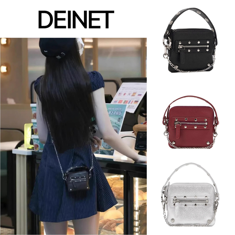 Authentic Korean Deinet Bag, Ye Shuhua Same Style Card Holder, Motorcycle Rivet Chain Crossbody Handbag, Fashionable Wallet for Women Authentic Korean Deinet Bag, Ye Shuhua Same Style Card Holder, Motorcycle Rivet Chain Crossbody Handbag, Fashionable Wallet for Women