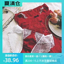 Fairy shore festive festival year of life wedding red bow cotton crotch comfortable breathable womens low waist briefs