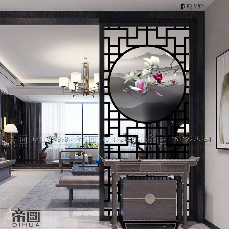 Art Glass Partition Decoration Living Room Frosted Light Transmission Carved Crafts Screen Xuanguan Aisle Moving Door Flower Lattice Screen