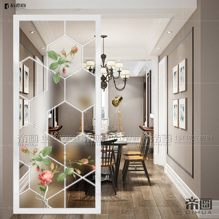 Custom Modern Art Glass Screen Partition Aisle Genguan Brief Background Wall Living-room Shoes Cabinet Transfer Doors Flower Gagger Flowers
