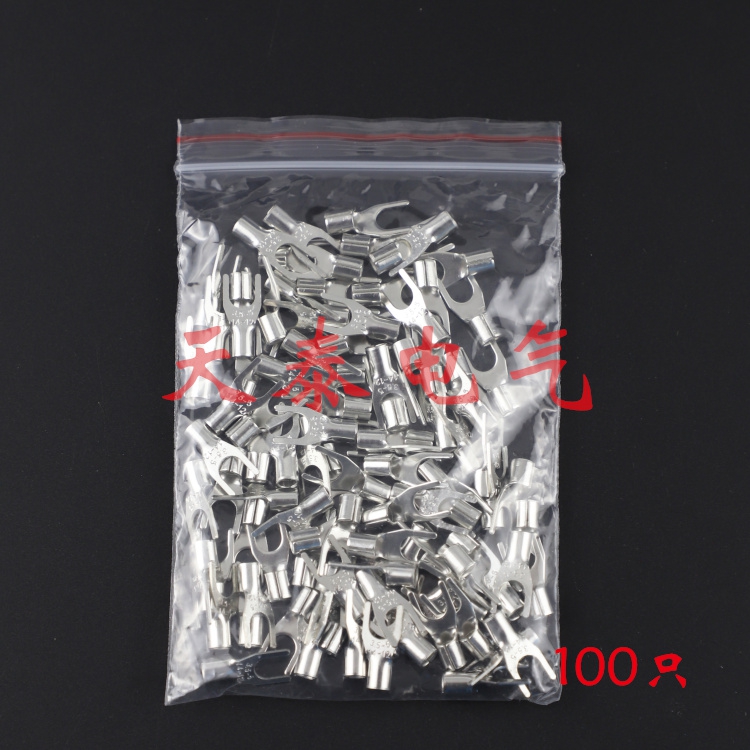 Cold pressed fork quick wiring bare terminals SNB3 5-5 UT type wiring ear 2 5-4mm2 bagged 100 only