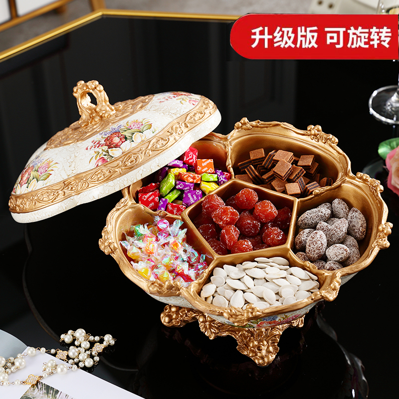 Luxurious European-style Dried Fruit Pan Home Creative Spin Snacks Candy Cartridge lid Living room Coffee Table Pendulum