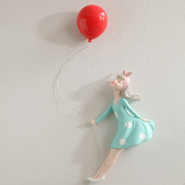 Nordic creative balloon girl wall hanging wall decoration living room background wall decoration porch door three-dimensional pendant