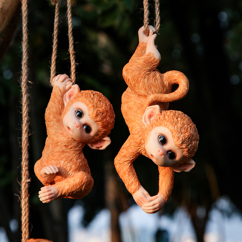 Garden Courtyard Ornaments, Outdoor Kindergarten Decoration, Artificial Monkey Tree Hanging Decorations, Swing Balcony