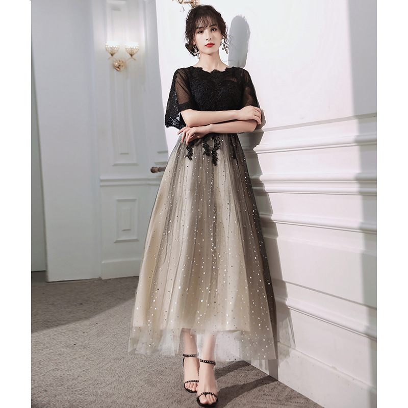 French-Style Summer Black Art Exam Dress for Plus-Size Women, Size 100kg (Plus Size), Slimming, Tummy-Covering, Can Be Worn Casually, Long Dress for Chubby Girls