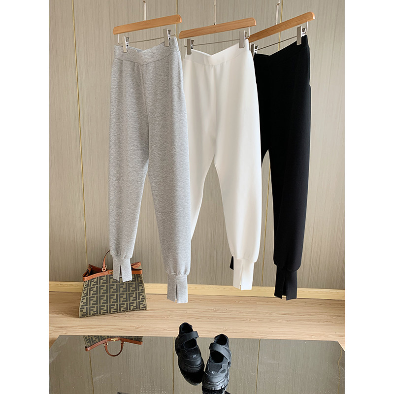 Soft and comfortable ~ thin version of the sports elastic waist split leg pants ~ high waist casual trousers women spring and summer