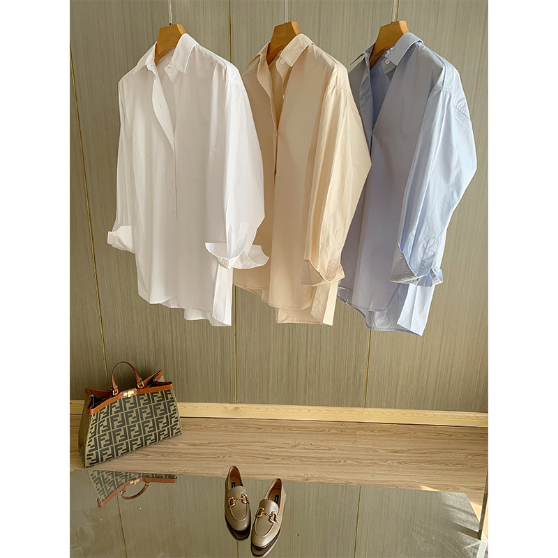 High-quality goods~Italian high-count Pima cotton French cufflinks hem slits women's long-sleeved shirts