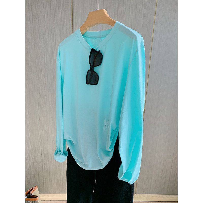 Large W boutique autumn and winter hit bottom long sleeve female T-shirt loose ~ sparkling letter printed pure cotton round collar inner hitch