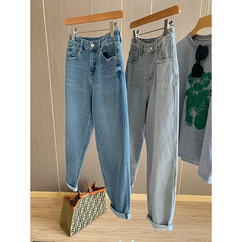 Slightly fat girl Welfare ~ Lean Old Daddy Pants Comfortable on all sides Hip High Waist Jeans Lady 22 Chunxia