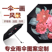 Sun umbrella customized to pattern folding gift advertising logo sunscreen sunscreen sunscreen dual-use black rubber umbrella factory