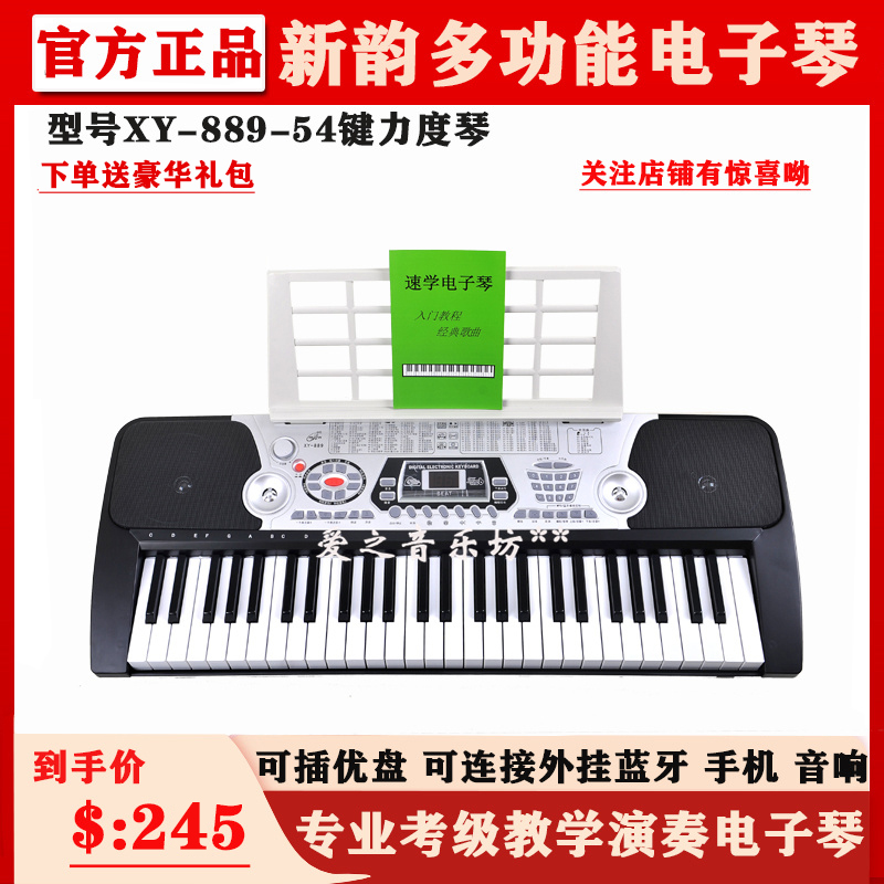 New rhyme 889 multi-functional electronic piano beginner adult children kindergarten teacher entry performance teaching 54-key piano
