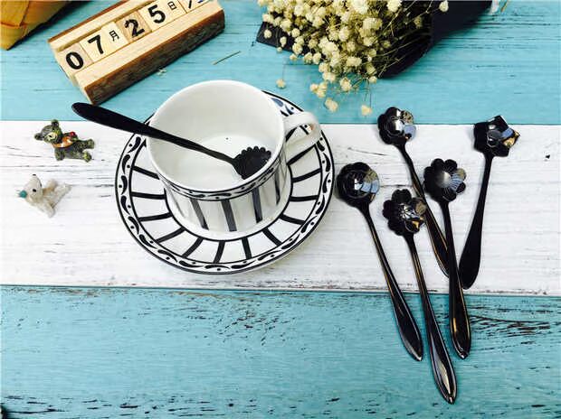 Sáng tạo Nhật Bản bằng thép không gỉ muỗng cà phê bộ đồ ăn khuấy thìa kem muỗng dễ thương khuấy thìa hoa anh đào thìa - Cà phê bình pha cafe cold brew