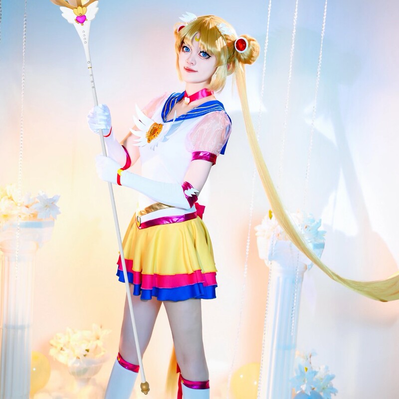 Sailor Moon Cosplay Costume, Honor of Kings Wang Zhaojun Eternal Sailor Moon Costume, Wig, Shoes