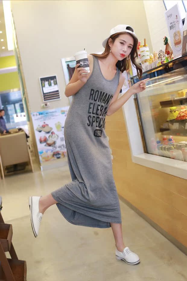 Mùa xuân 2017 phụ nữ mới mùa hè đầm modal yếm váy cotton bãi biển kích thước lớn - Váy dài váy dài đi biển