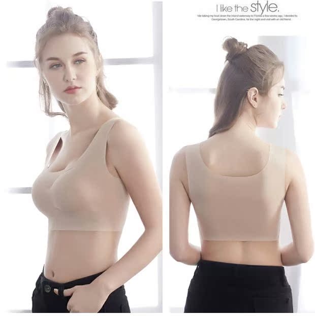 Đồ lót thể thao nữ không có vòng thép có miếng đệm ngực tập hợp áo vest yoga chống sáng ngủ bọc ngực không có ống áo bra tập gym