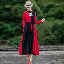 Ying as the original National style cotton linen dress women 2020 autumn and winter New color long dress winter base skirt thin