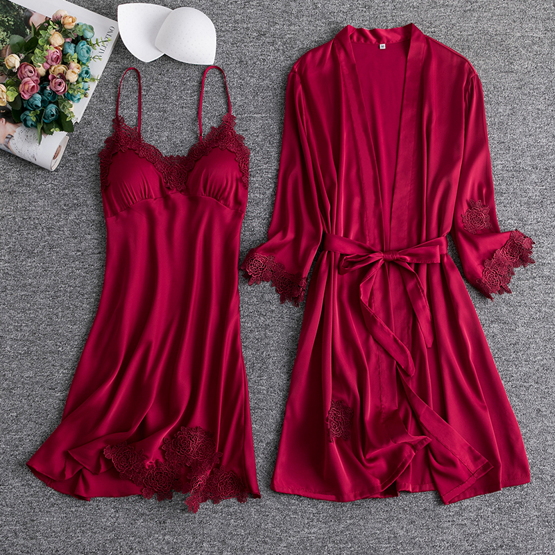 Strappy Sexy Wedding Nightgown, Newlywed Couple Set, Women's Summer Plus Size Nightdress, Spring and Autumn Ice Silk, Plus Size Bride's Dressing Gown