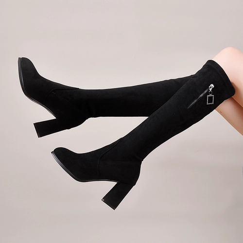 Высокие эластичные высокие сапоги, подходит для подростков, по фигуре, длина миди