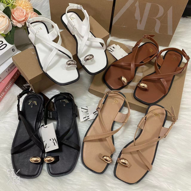 Za Women's Shoes 2025 Spring and Summer Square Toe Thong Flat Sandals Women's Cross Strap Casual Outdoor Beach Shoes Fashion Shoes Za Women's Shoes 2025 Spring and Summer Square Toe Thong Flat Sandals Women's Cross Strap Casual Outdoor Beach Shoes Fashion Shoes