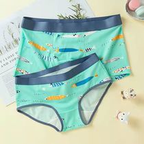 Cute couple underwear one male and one female pure cotton 2022 new trend cartoon light luxury comfortable mid-waist personality suit