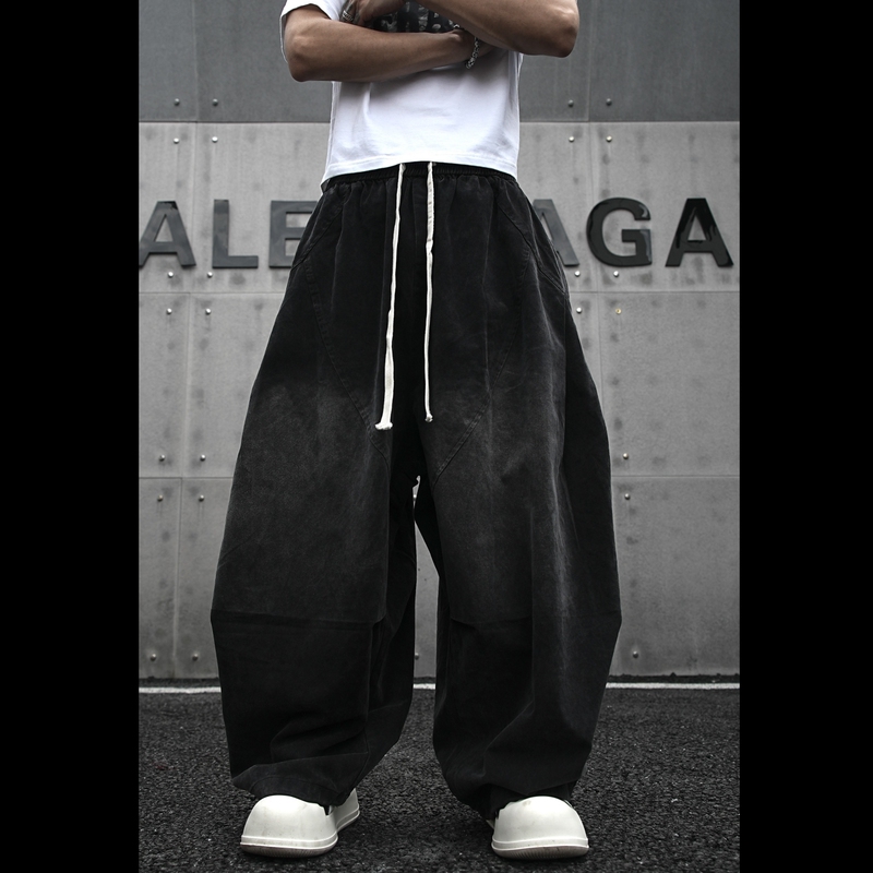 Extra Large Wide-Leg Hip-Hop High Street Plus-Size Wide-Leg Pants with Drape, Vintage Loose Fit, Versatile Cargo Pants 150kg
