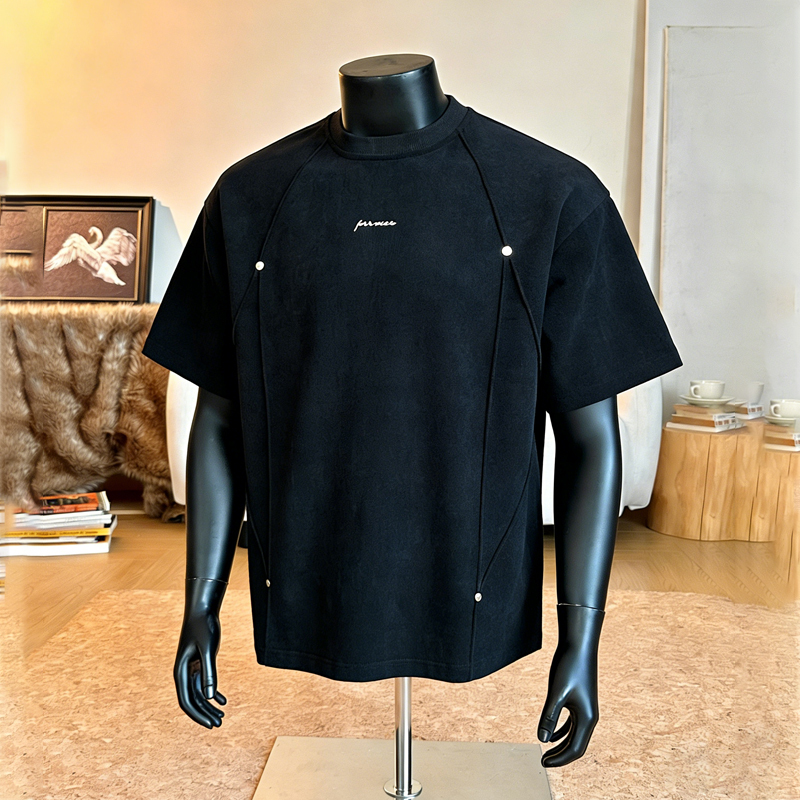 【3D Pleated Rivets】2026 Summer New Pure Cotton Short-Sleeve T-Shirt for Men, Casual Versatile Loose Fit Tee for Men