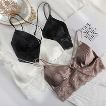 Real Silk Lingerie Women No Steel Ring Mulberry Silk Lace Bra Sexy Beauty Back Method Triangle Cup Summer Thin harnesses