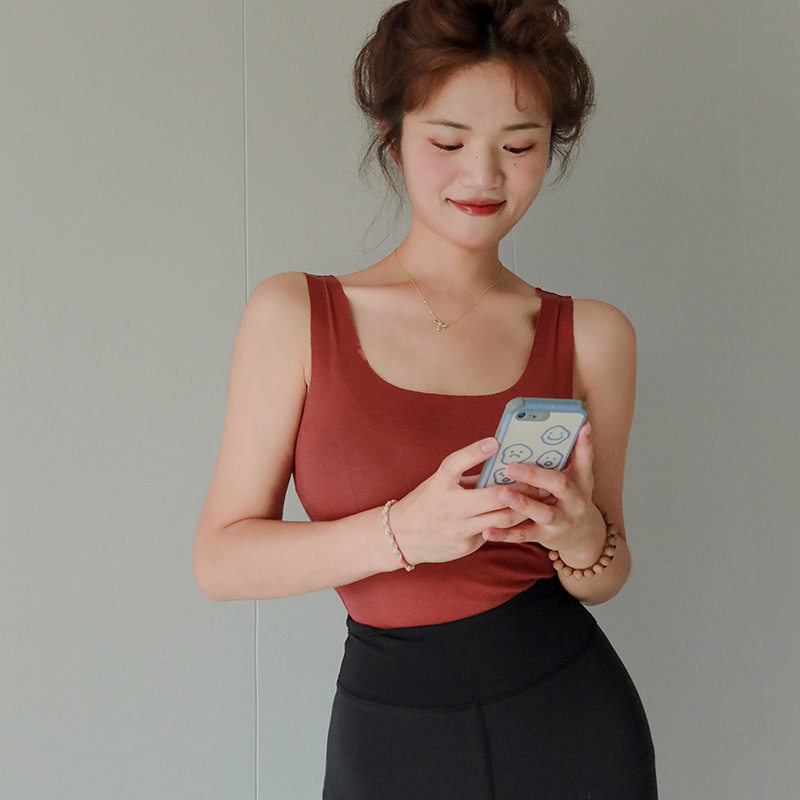 Seamless bottoming top women's beauty Yabi light warm muscle bottom coat round neck elastic close-fitting all-match no size camisole
