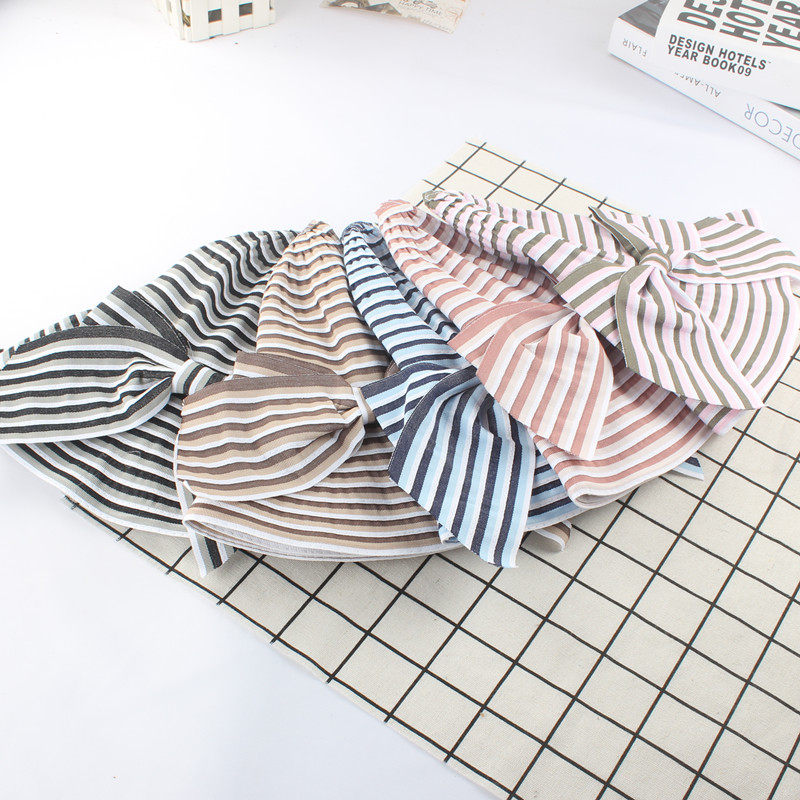 新遮阳帽女夏天可折叠帽子潮出游度假条纹大蝴蝶结布帽宽檐太阳帽详情4