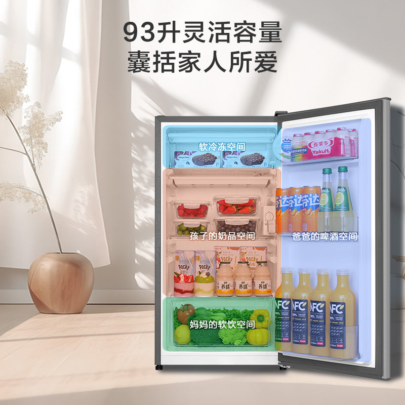 海尔93/43升立式冰箱家用节能单门小户型黑金净化三档可调