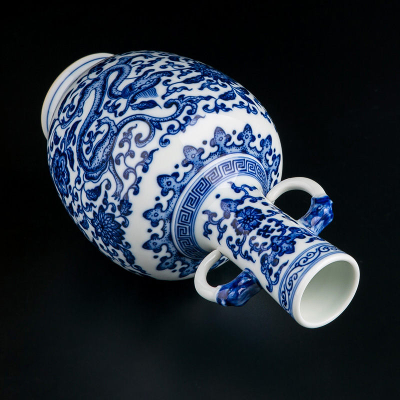 Chinese antique vases, flower arrangement sitting room firewood small jingdezhen porcelain decoration with the dragon study furnishing articles