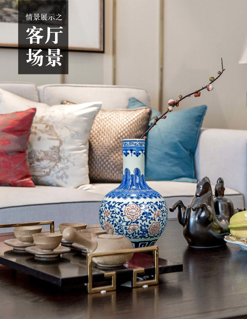 Vase furnishing articles ceramic flower implement decoration flower arranging small sitting room jingdezhen blue and white Chinese antique hand - made of vases