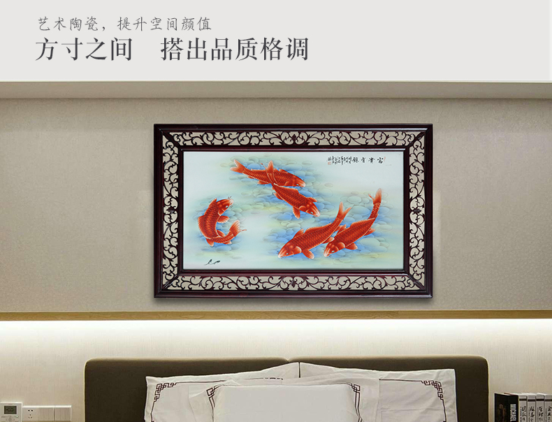 Jingdezhen porcelain plate painting real no adornment box sitting room sofa background the study bedroom rectangle hang a picture